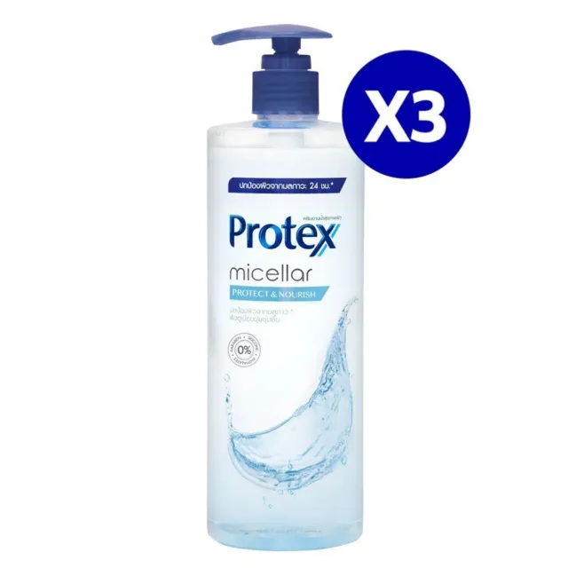 3X475ML Protex Shower Gel Micellar  24h Protection Protect & Nourish Body Wash