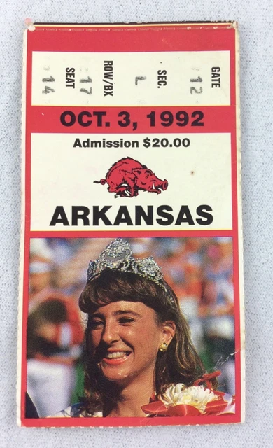 CFB 1992 10/03 Georgia at Arkansas Football Ticket Stub