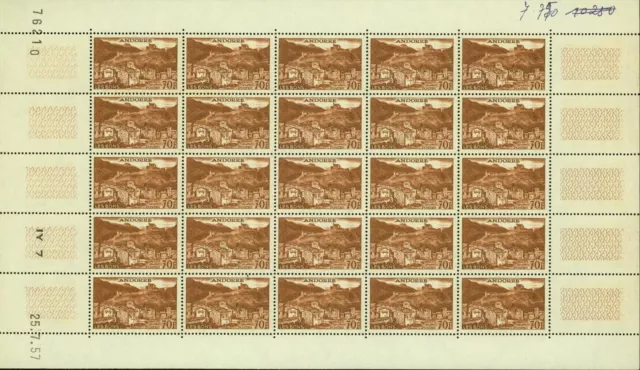 Andorra 1957- French Andorra- MNH stamps. Mi Nr.: 163. Sheet of 25.(EB) MV-16923