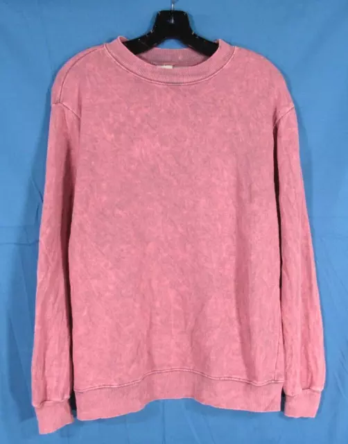 OOTD STYLE Pink/Gray MINERAL WASH Knit CREW NECK Pullover SWEATSHIRT/TOP Sz S