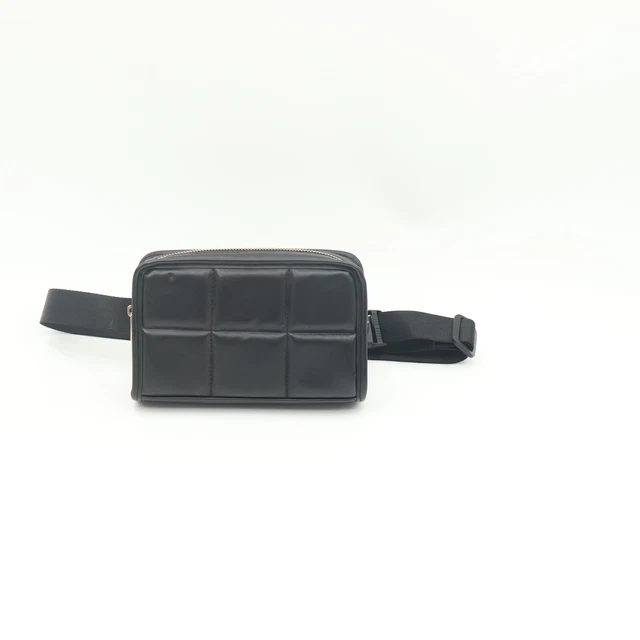 Pre-Owned AMANDA UPRICHARD NY Black vegan Leather Quilted Fanny Pack Belt Bag
