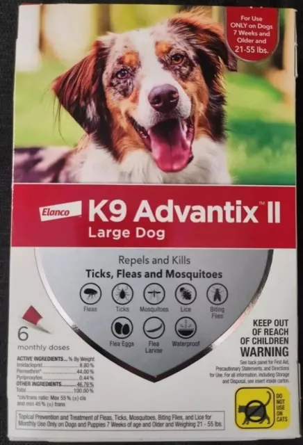 K9 Advantix II Flea Medicine Large Dog 6 Month Pack K9 21 - 55 lbs Fleas & Ticks