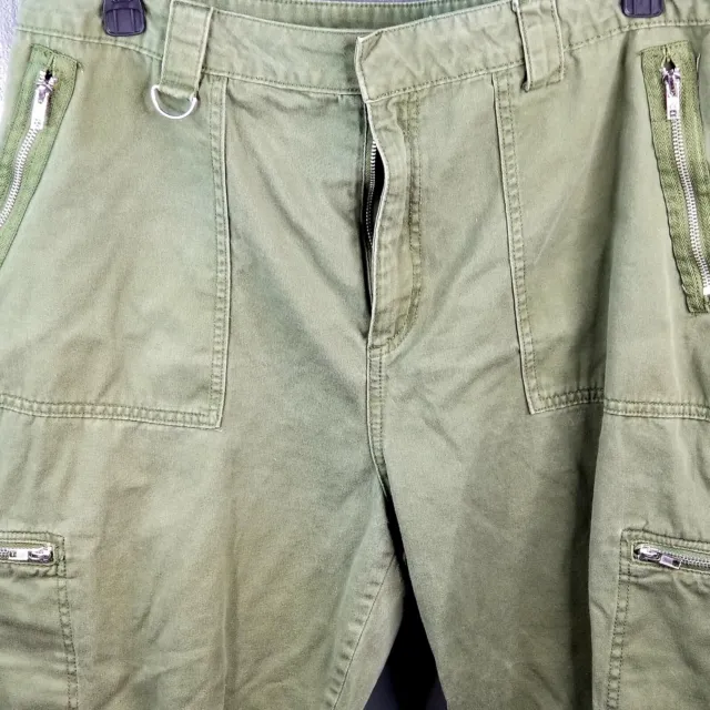 FOREVER 21 WOMENS 2X Green Khaki Cargo Zip Pockets Jogger Pants ...