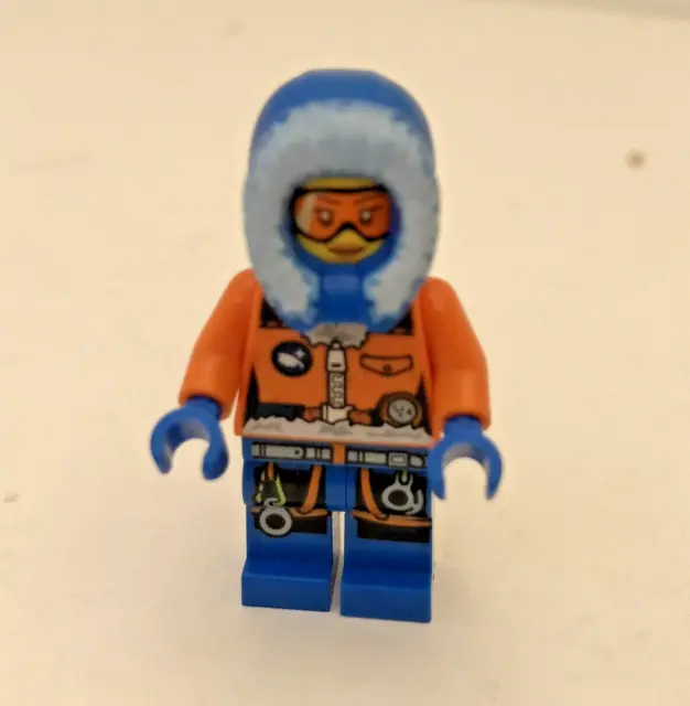 LEGO City Mini Figure Arctic Explorer Femmina Arancione Googles Cappotto in Pelliccia