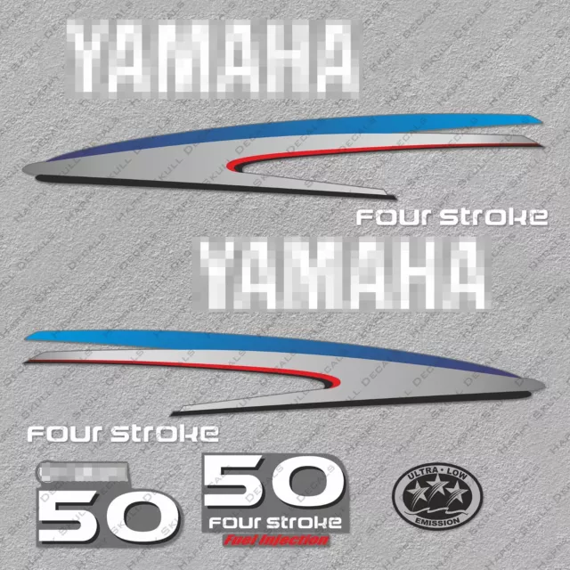YAMAHA 50HP FOUR Stroke Outboard Engine Decals Sticker Set reproduction