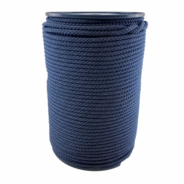 6mm Navy Braided Polypropylene Rope x 45 Metres, Paracord Drawstring Camping