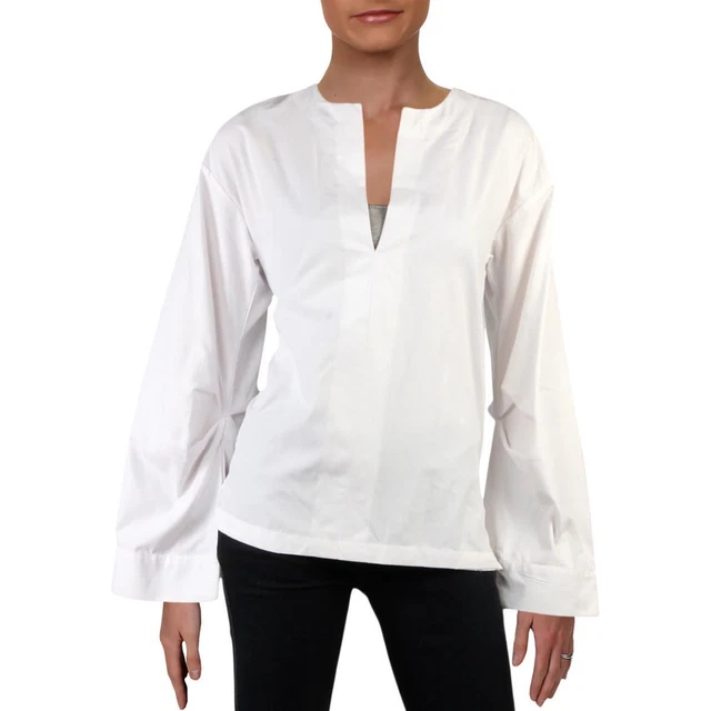 Walter Baker Womens Gillian White V Neck Long Sleeve Blouse Top XS BHFO 7671