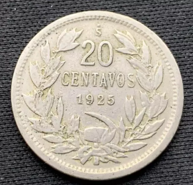 1925 Chile 20 Centavos Coin VF       #N93