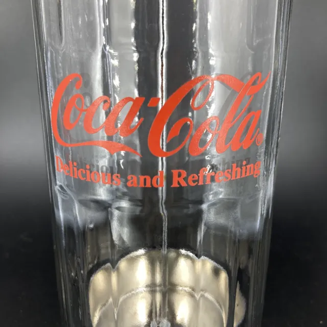 1992 Coca Cola Straw Dispenser Lift & Grab a Straw Glass Metal Heavy Diner Style 2
