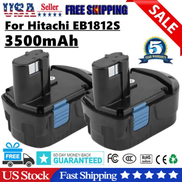 2X 18V 3500mAh NI-MH Battery for Hitachi EB1812S EB1820L EB1814SL EB1830HL Drill