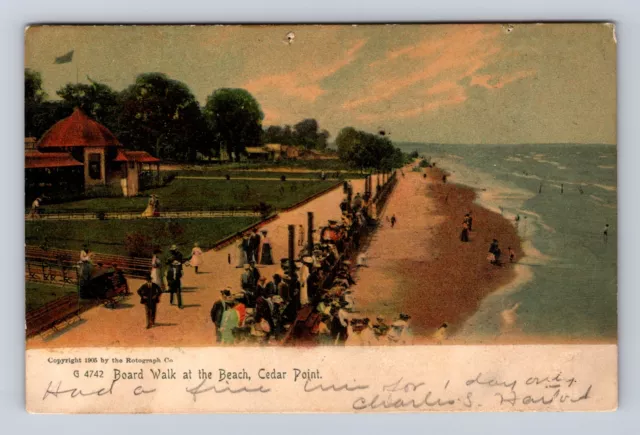 Sandusky OH-Ohio, Board Walk at the Beach, Vintage Card Souvenir c1905 Postcard