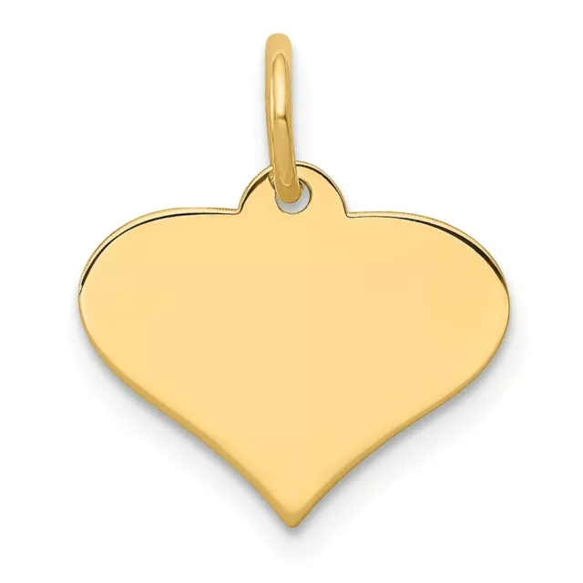 14k 14kt Yellow Gold Plain .009 Gauge Engraveable Heart Disc Charm PENDANT