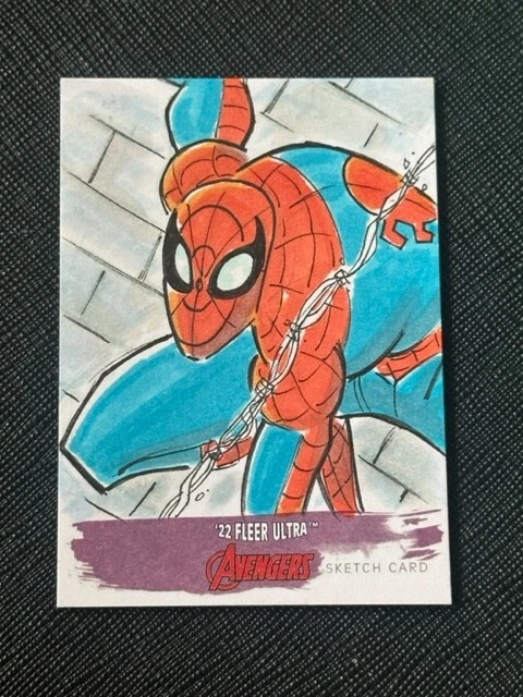 2022 Fleer Ultra Avengers Spiderman Sketch Card Auto By Gordon Wills 1/1