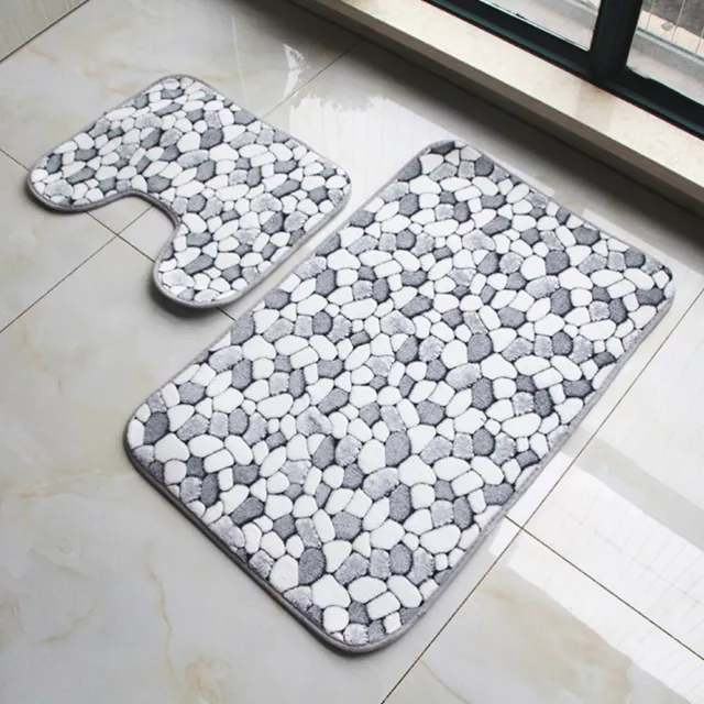 3 Pcs Toilet Seat Rug Pad Bathroom Floor Mat Three Piece Set Blanket