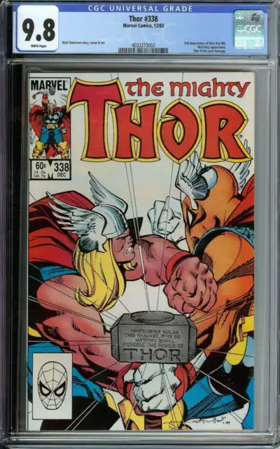 Thor #338 Cgc 9.8 White Pages // 2Nd App Beta Ray Bill Marvel Comic 1983