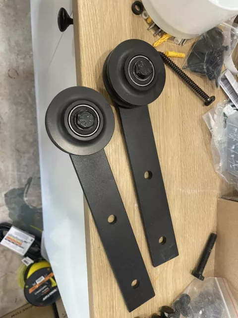Sliding Barn Door Hardware Roller 2 Sets Black (LK-I Shape Hanger)