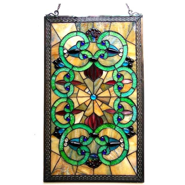 Window Panel Tiffany Style Stained Glass Suncatcher Art Glass  ~ONE THIS PRICE~