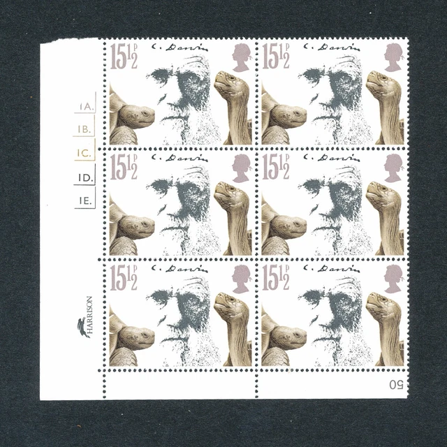 1982 SG 1175-1178 Charles Darwin set di 4 Blocchi Cilindri di 6 nuovi di zecca