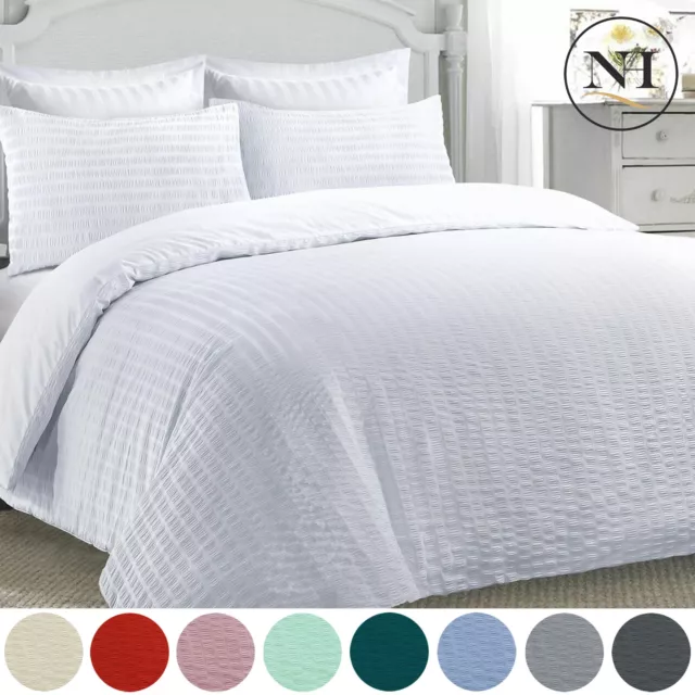 Non-Iron Seersucker Duvet Cover Quilt Pillow Bedding Nimsay Home Bed Linens Set