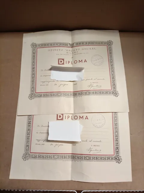 Coppia Di Diplomi 1948