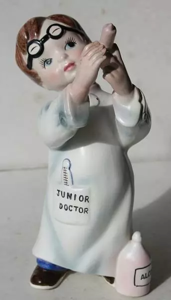 Doctor Figurine Junior Doctor Thermometer Alcohol Shot Needle Ceramic Beauty Fig