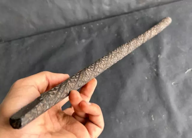 Rare Old Vintage Hand-Carved Unique Solid Black Wood Hand Stick,Multipurpose Use