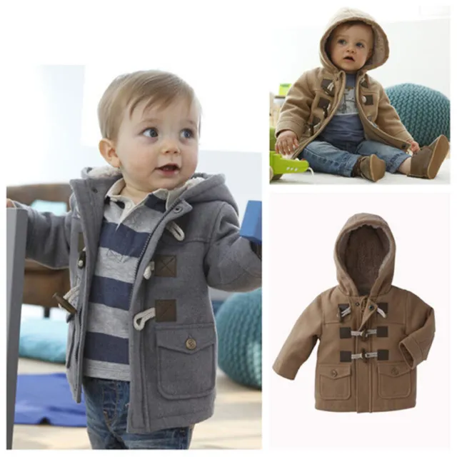 New Kids Baby Toddler Boys spring winter Button Hooded Coat Outerwear Jacket