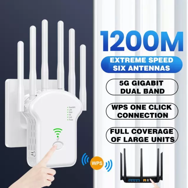 300/1200Mbps Wireless WiFi Signal Repeater Dual Band 2,4G 5G WiFi Extender