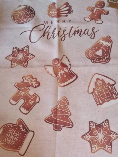 A large 50 x 70cm  Christmas Tea, Hand, Kitchen, Towel. cookie pattern