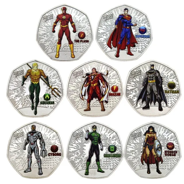 8pcs/set DC Justice League Commemorative Coin For Batman Superman Challenge Coin