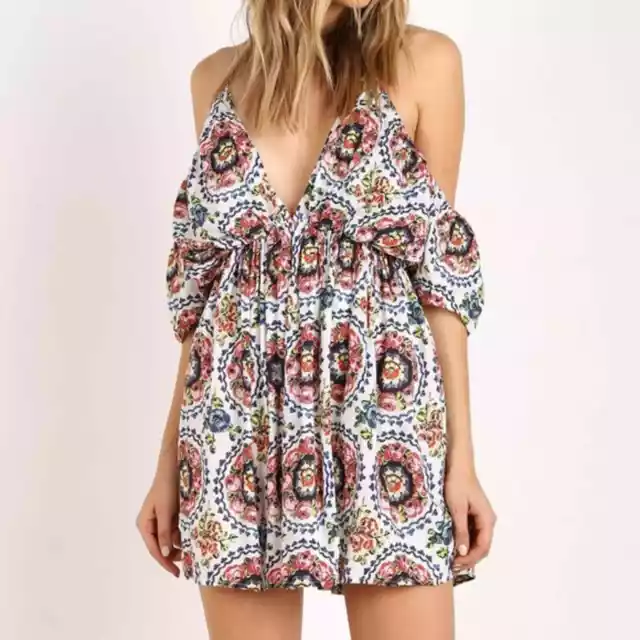 The Jetset Diaries Bella cold shoulder floral dress size Small revolve $220