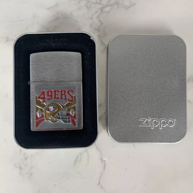 Zippo Lighter 49ERS Square Raised Emblem Made in USA New with Tin Box