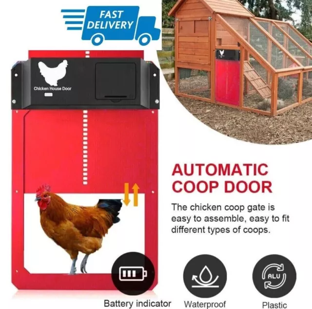 Automatic Chicken Coop Door Opener Waterproof Poultry Auto Light Sensors House