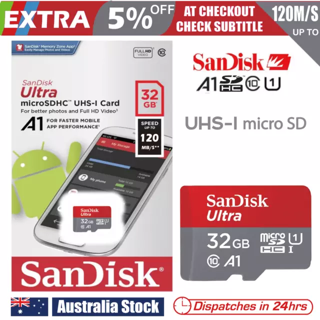 SanDisk 32GB Ultra Micro SD Card SDHC UHS-I 120MB/s Mobile Phone TF Memory Card