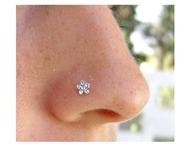 AB CRISTALLO DIAMANTE Fiore Argento Made Naso Spilla Borchia - Foto 3