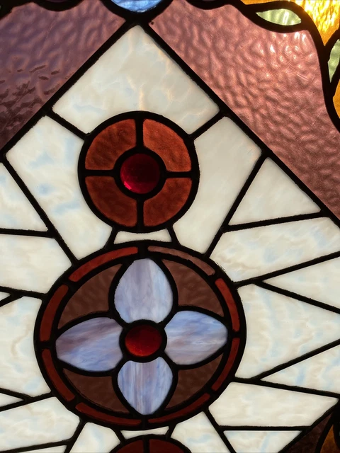AN 695 antique stained and jeweled Glass entrance door 32 x 83.75 x 1.75. 4