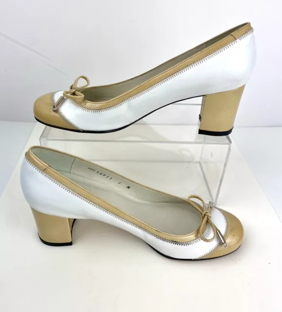 Stuart Weitzman Classic Pumps Heels 7 M Genuine Leather Shoes, Two Tones, 37.5