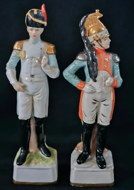 Two Continental Early 20thC Porcelain Soldier Figurine Ornaments, Hand Painted
