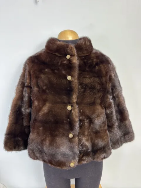 Vtg John Figved Fur Co. Jacket Brown Real Mink Women's Coat Small Milwaukee Wis