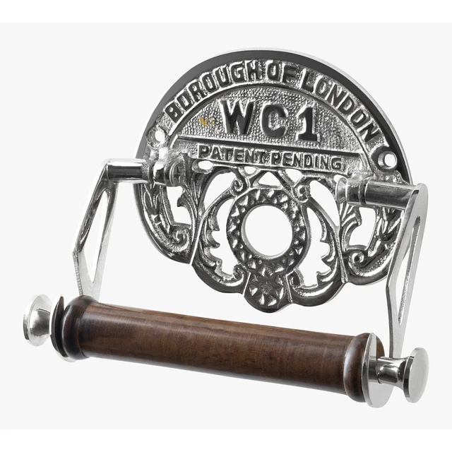 Victorian Style Brass Toilet Roll Holder Borough Of London WC1 Chrome Finish