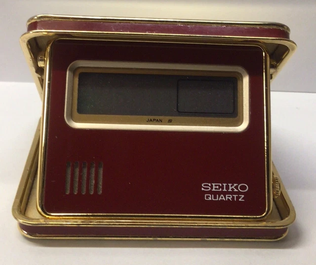 VINTAGE SEIKO QUARTZ Travel Alarm Clock Red New Battery Needed! £15.