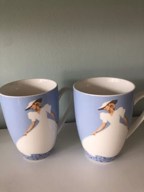 "PERSIL" TASSE - KAFFEETASSE - BECHER - Blau Frau mit weissem Kleid 2 Stück