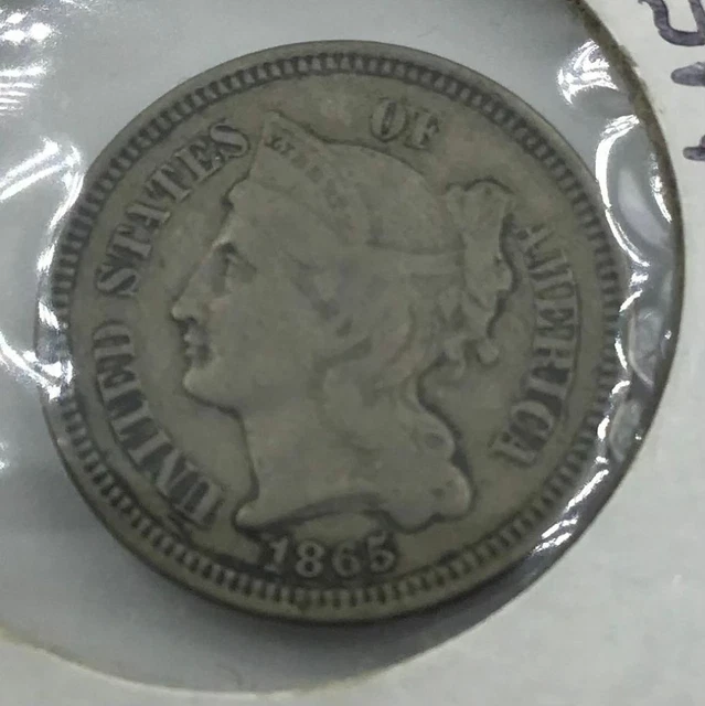 1865 3 Cent Piece Coin Extra Fine 1865 3 Cent Piece Coin Extra Fine