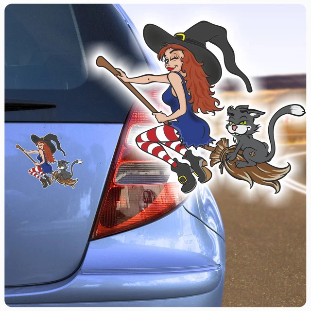 HEXE HEXEN KATZE Besen Autoaufkleber Auto Aufkleber Sticker ...