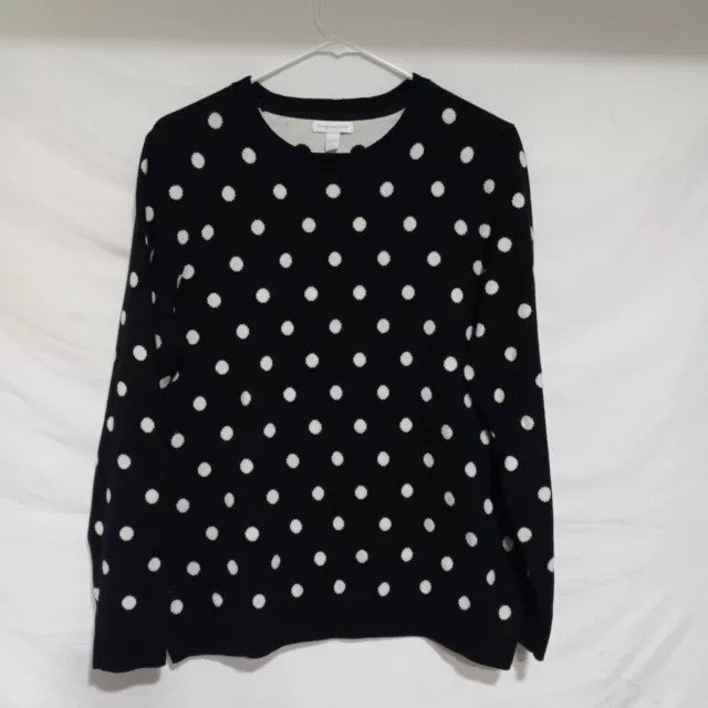 Charter Club Women's Polka Dots Black White Sweater Size Large Cotton Blend NWT