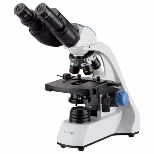 40X-1600X LED Binocular Compound Microscope w 3D Two-Layer Mechanical Stage