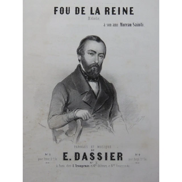 DASSIER Ernest Fou de la Reine Chant Piano ca1850