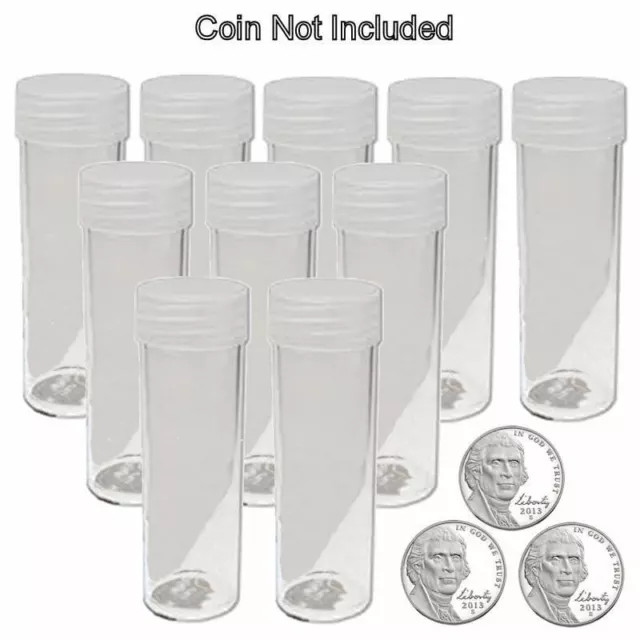 Round Nickel Coin Storage Tubes 21mm by BCW 10 pack