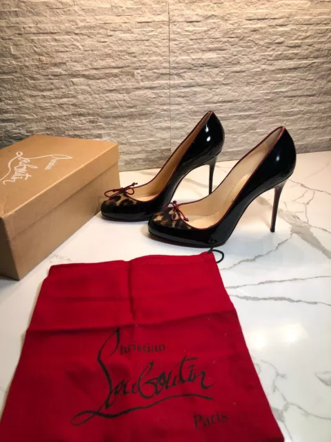 CHRISTIAN LOUBOUTIN A LA PECHE PONY LEOPARD PRINT PATENT PUMPS HEELS SHOES sz 39