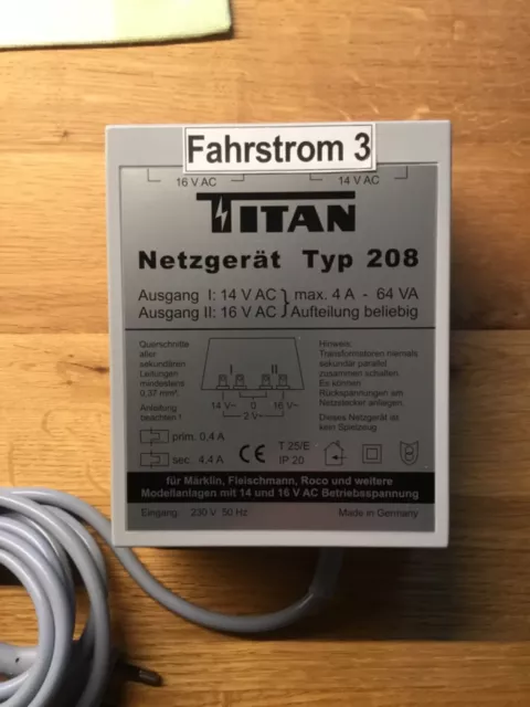 Titan Modellbahntrafo Typ 208, 4A-64 VA